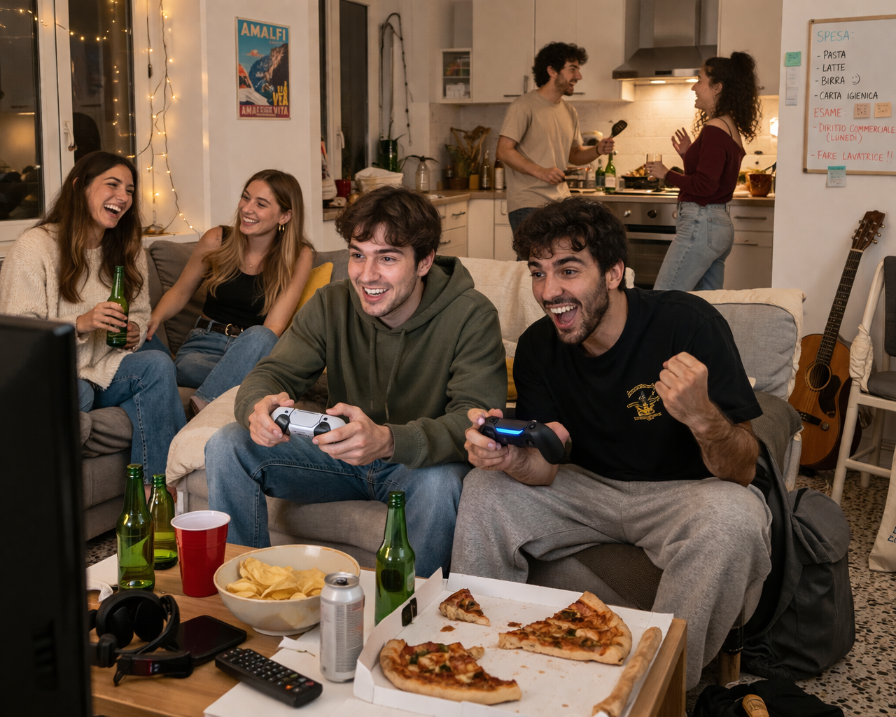 Coinquilini che si divertono in casa